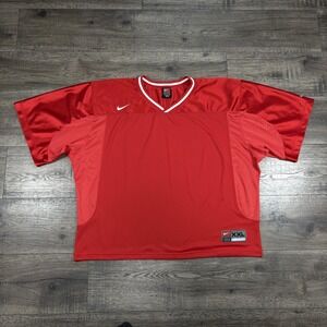Nike Jersey Mens 2XL Red Dri-FIT Team Football Mesh V-Neck Short Sleeve Training